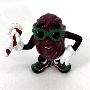 1988 Calrab California Raisins Christmas‎ PVC Figure Holding Candy Cane